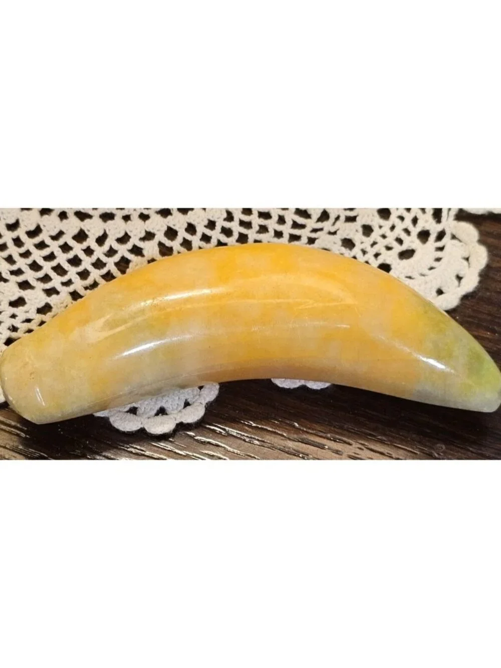 Vintage Italian Alabaster Yellow and Green Banana Stone Marble Fruit